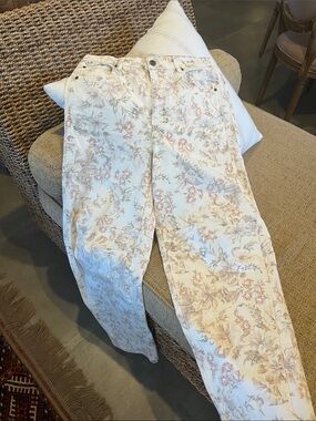 Straight Leg Floral Jeans in Cream and Blush. Girly and cute.